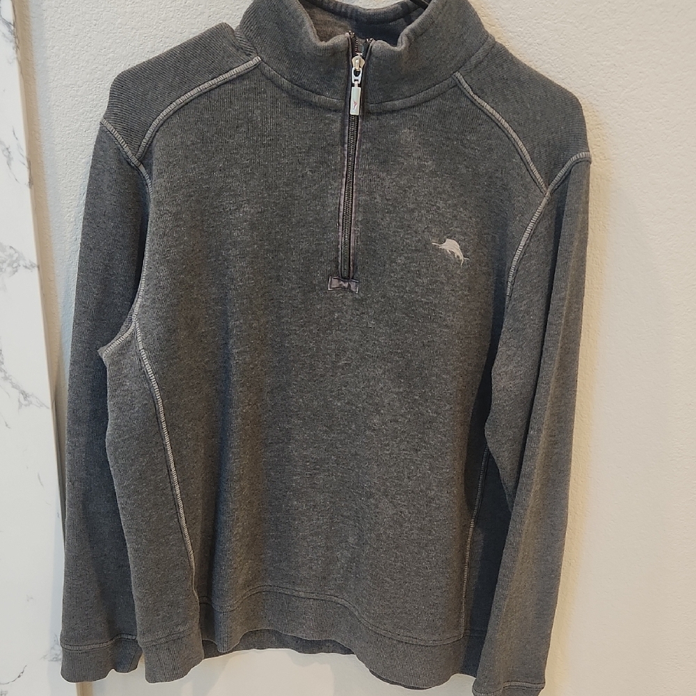 Tommy Bahama Charcoal Zip-Up Sweater